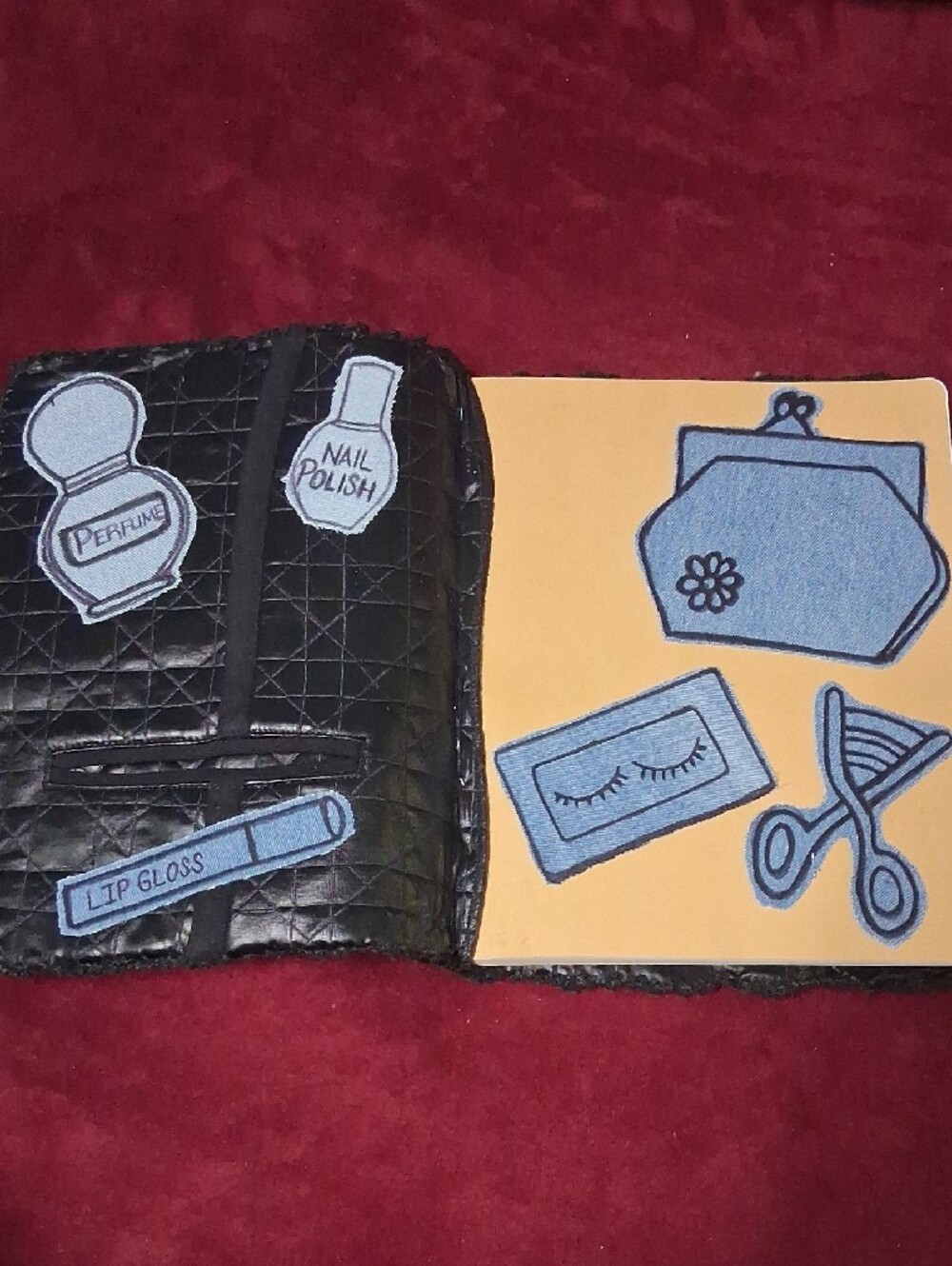 Black Quilted Journal with Decorative Light Blue Bow - Picture 3 of 8